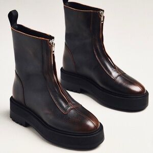 Anthropologie - Moto ankle boots  burnished brown S 41 NWT- steam punk vibes